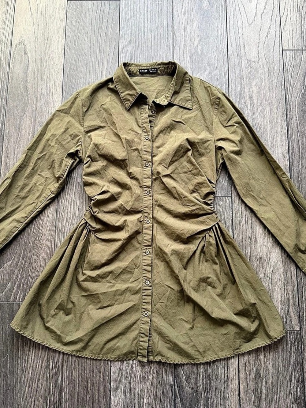 SHEIN Olive Shirt Dress Size Small Like New